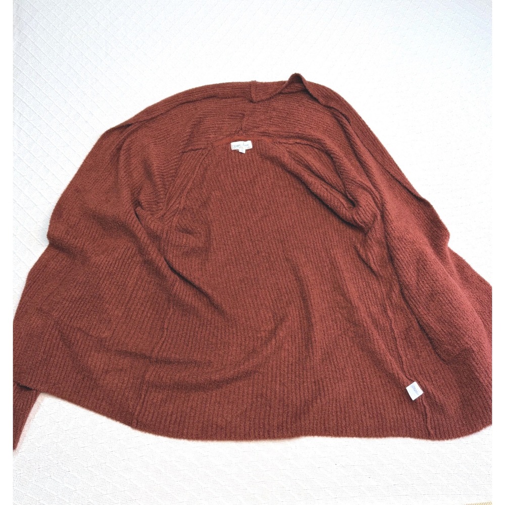 Grace & Lace Rust Brown Bamboo Knit Open Front Cardigan Pockets 10D15-21 Medium - Picture 3 of 9